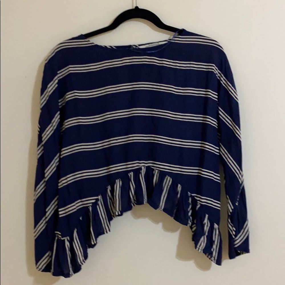 Zara Striped Cropped Blouse